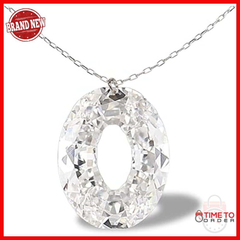 Lab Grown Diamond Initial Necklace, 14k White Gold, Sterling Silver Chain